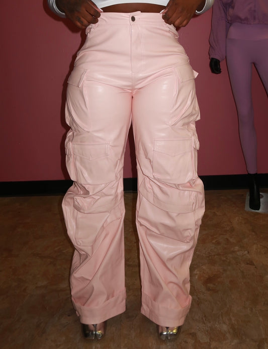 Boss Girl Cargo Pants- Baby Pink